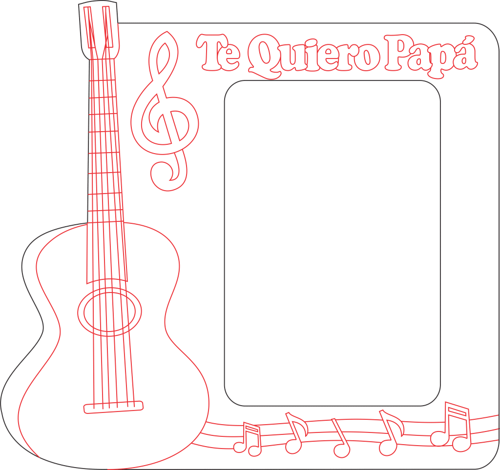 «Te quiero Papá» decorado con guitarra — vector para corte CNC