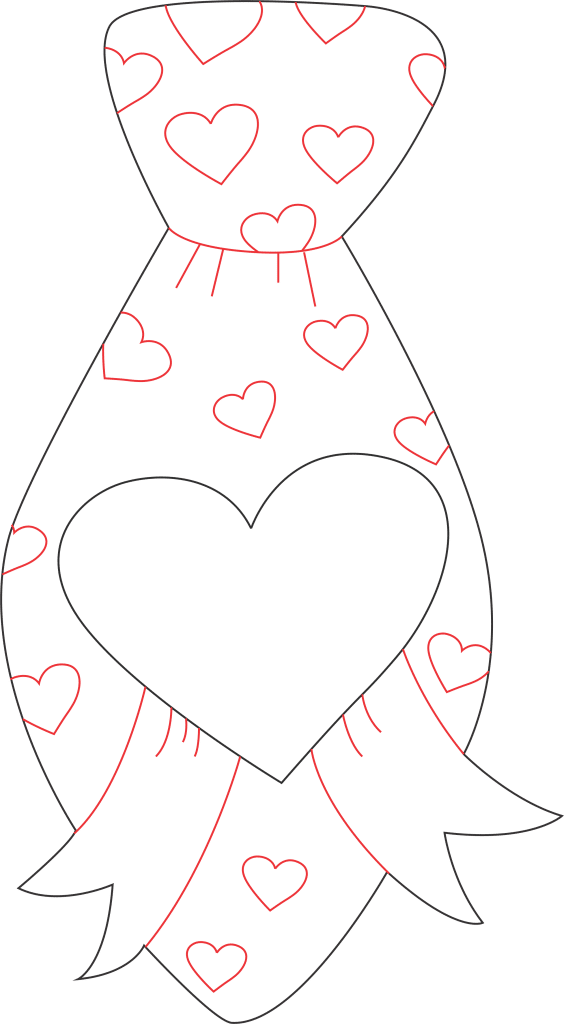 Corbata de corazones — vector para corte CNC