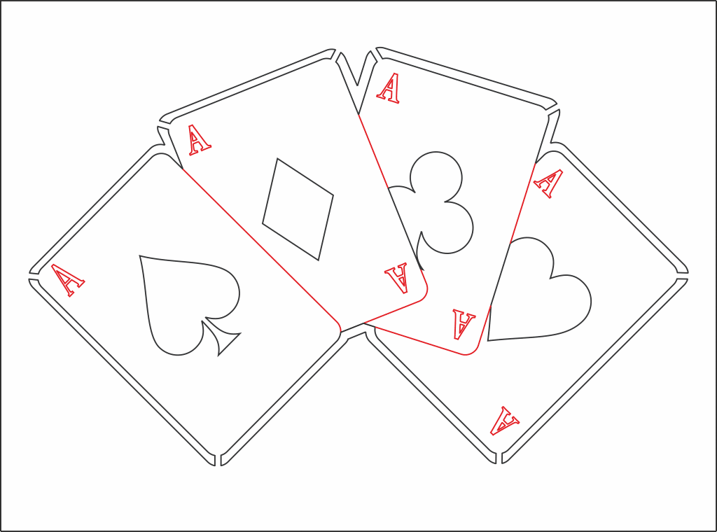 Poker de ases — vector para corte CNC