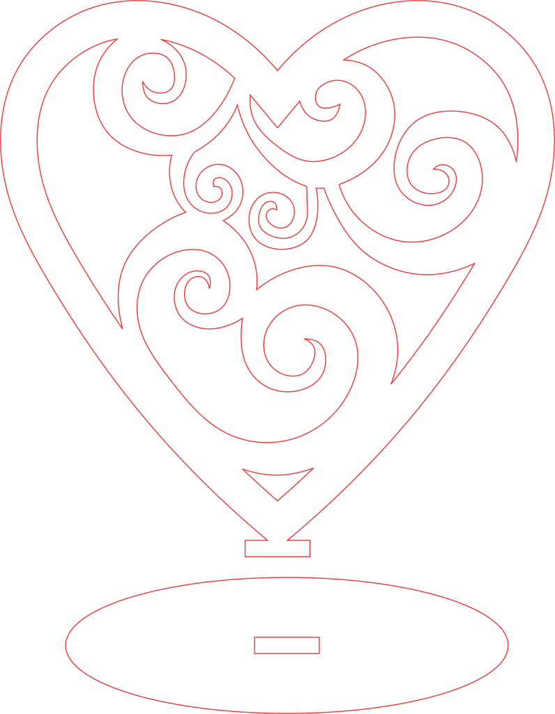 Souvenir de corazón «Espirales» 2 — vector para corte CNC
