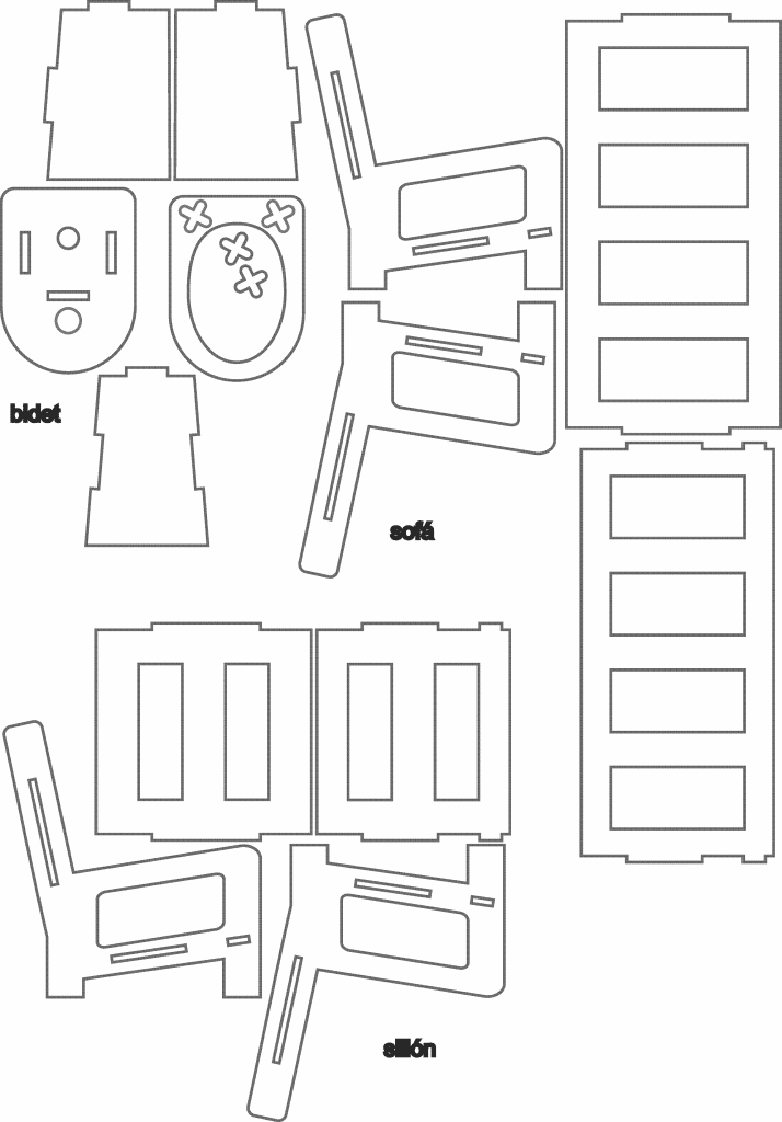 Bancas armables miniatura — vector para corte CNC