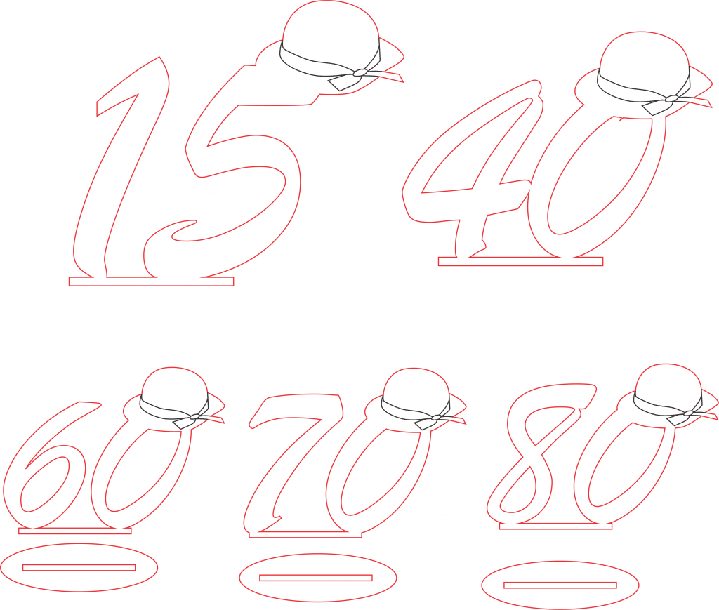 Números con base — vector para corte CNC