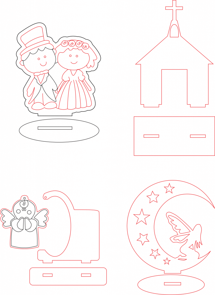 Souvenirs decorativos con base — vector para corte CNC