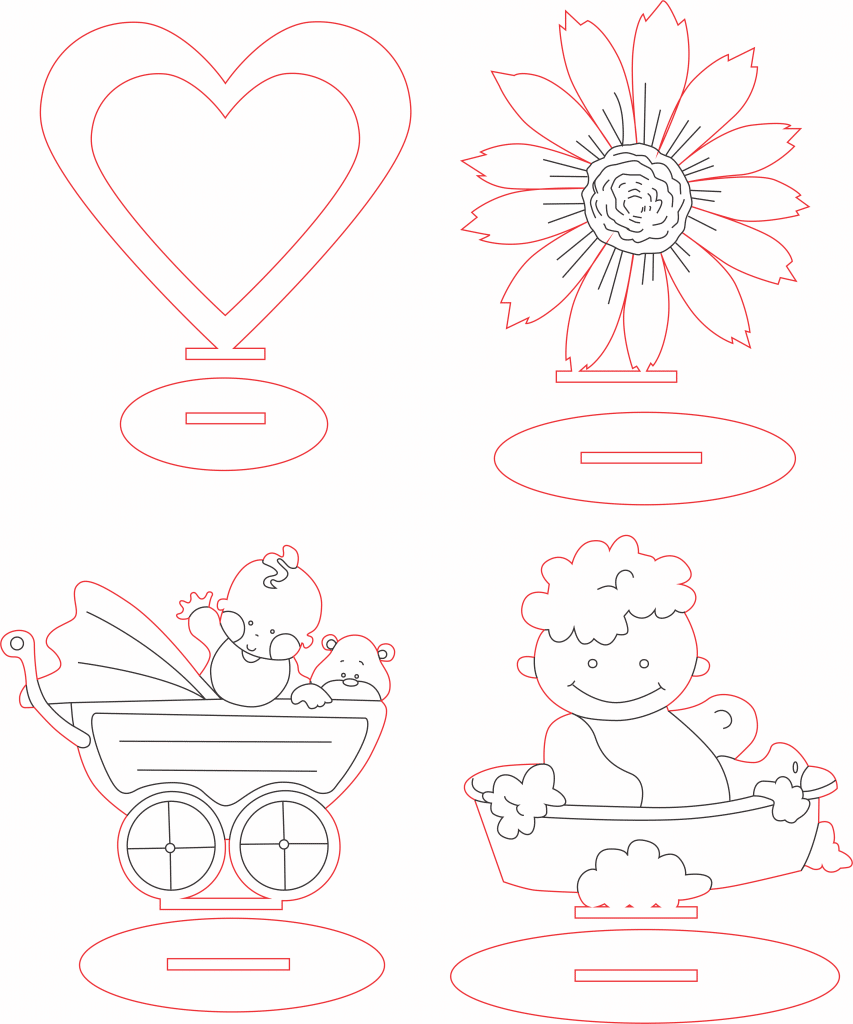 Souvenirs para festejos de bebé — vector para corte CNC