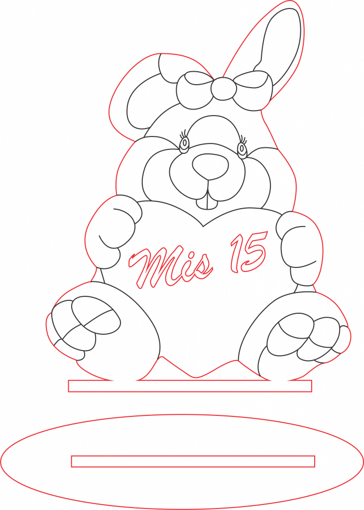Conejo «Mis 15» — vector para corte CNC