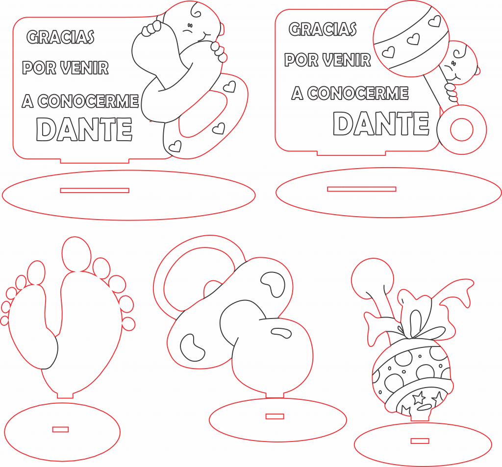 Souvenirs para festejo de bebé 2 — vector para corte CNC