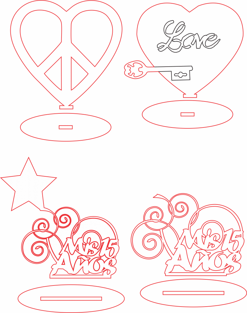 Souvenirs «Mis 15 años» — vector para corte CNC