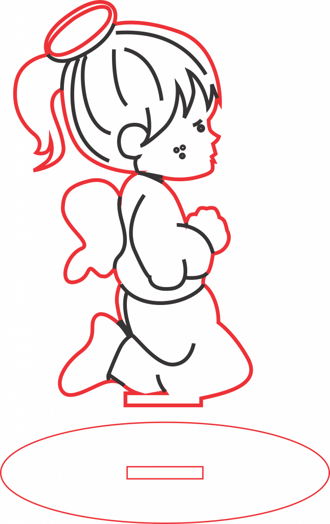 Angelita hincada — vector para corte CNC