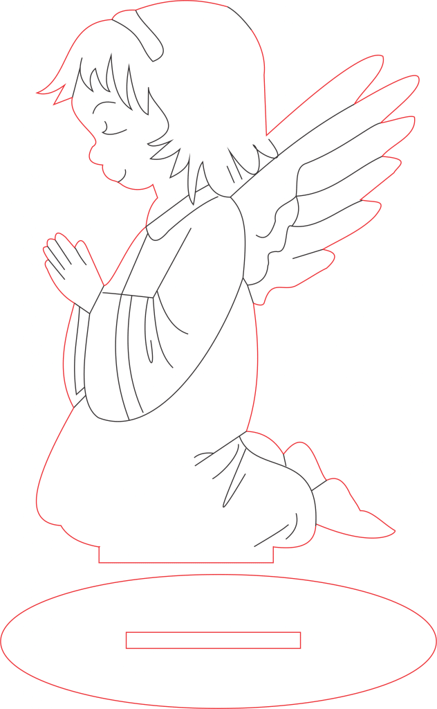 Niña rezando — vector para corte CNC