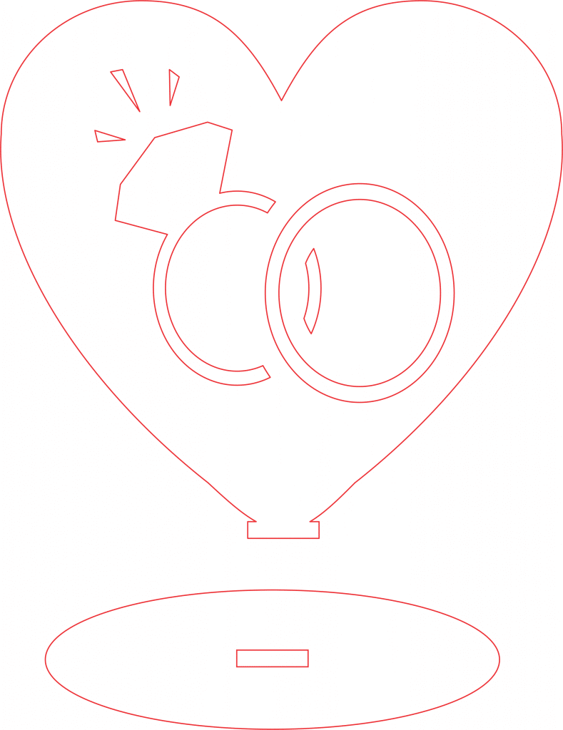 Anillos dentro de corazón — vector para corte CNC