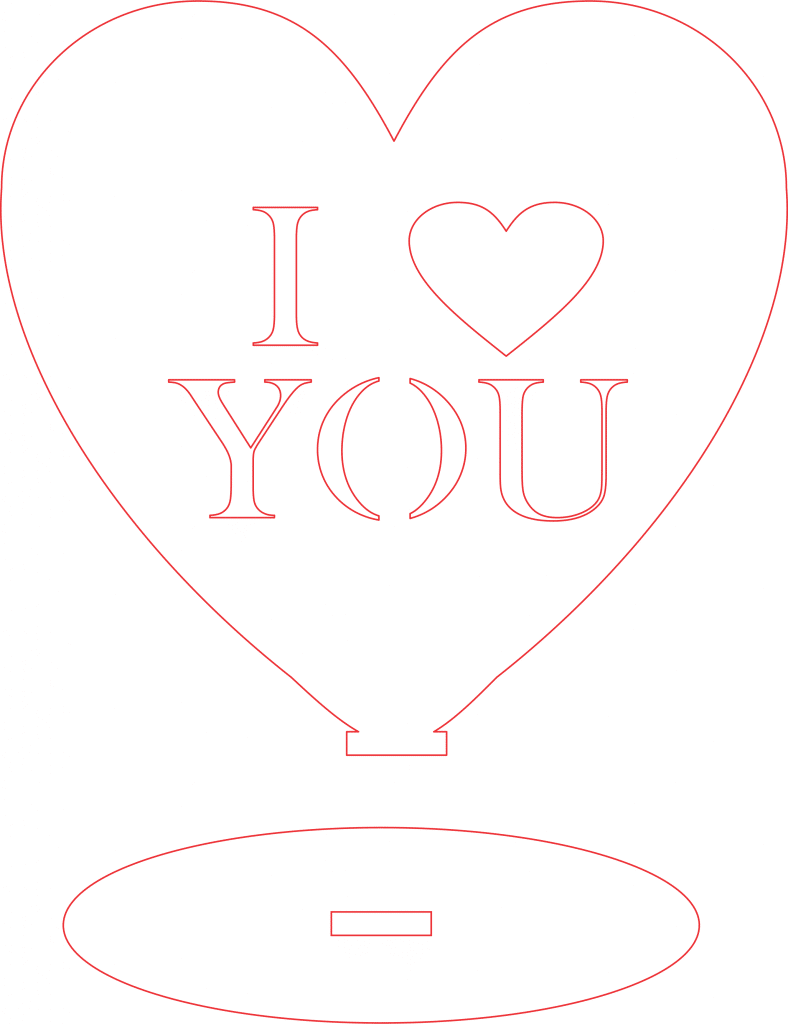 Corazón «I love you» — vector para corte CNC