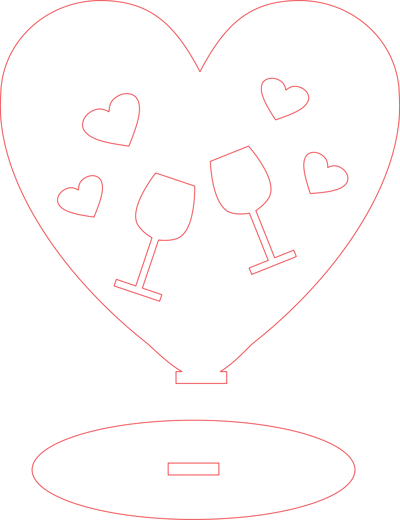 Corazón «Brindis» — vector para corte CNC