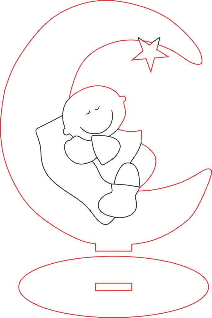 Bebé en la luna — vector para corte CNC