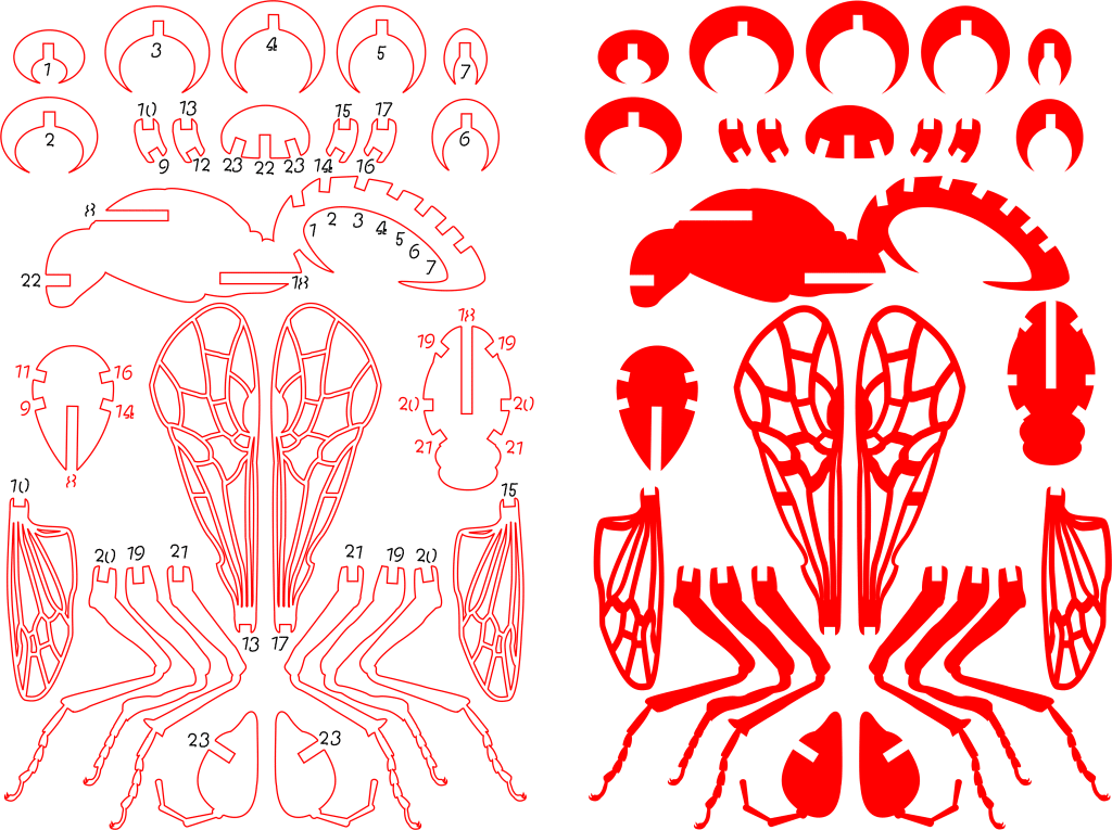 Abeja armable 3D — vector para corte CNC