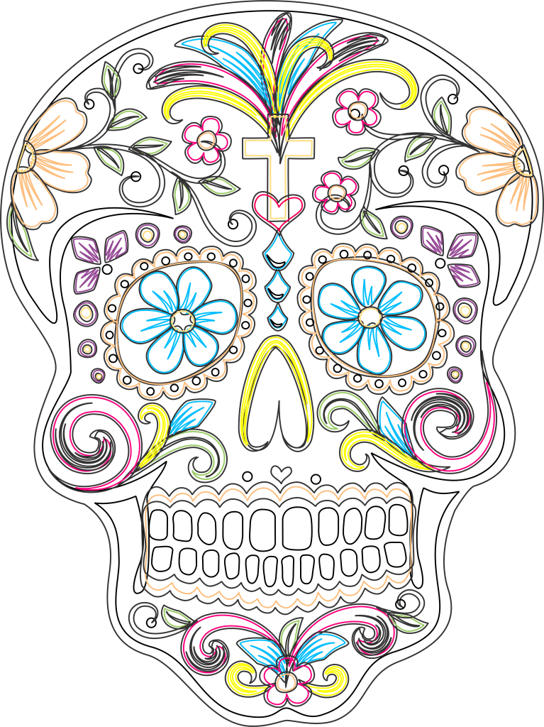 Calavera Mexicana «Espirales» — vector para corte CNC