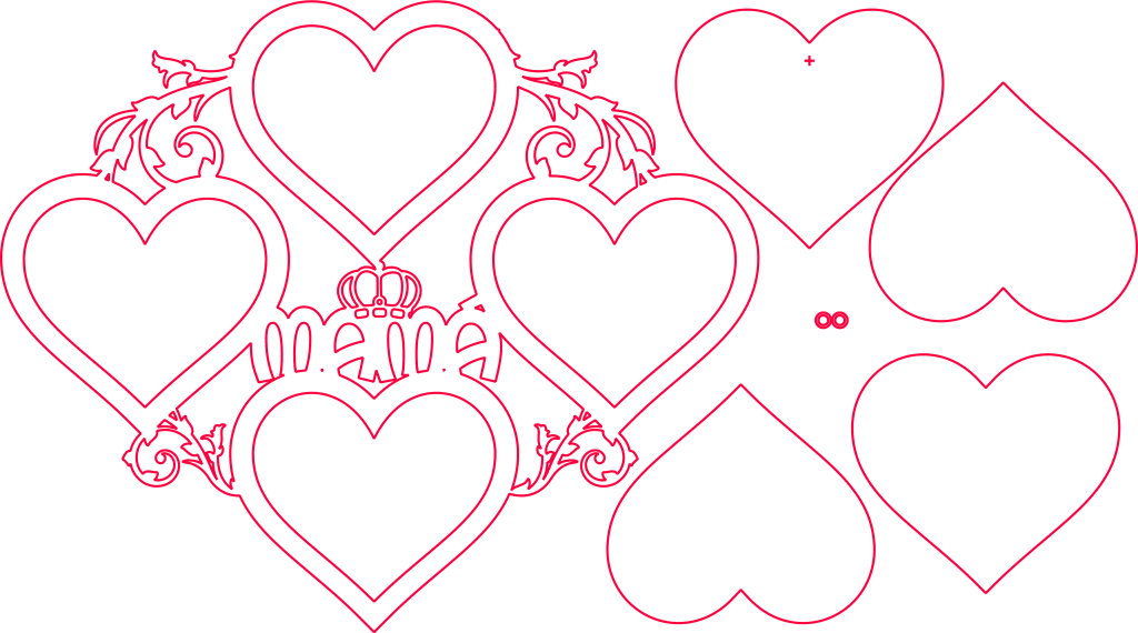 Corazones «Mamá» — vector para corte CNC