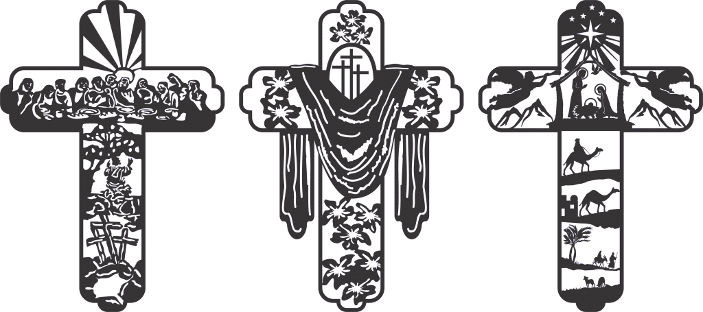 Trío de cruces 1 — vector para corte CNC