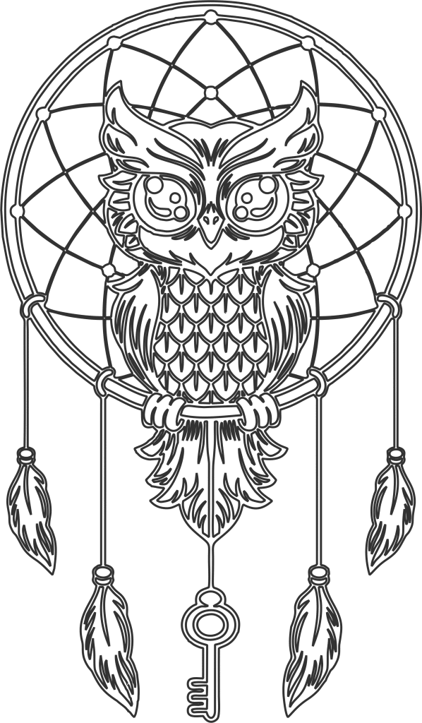 Atrapasueños «Búho» — vector para corte CNC
