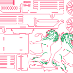 Carreta con caballos - Vector descarganle para corte CNC y grabado laser gratis | Stanser