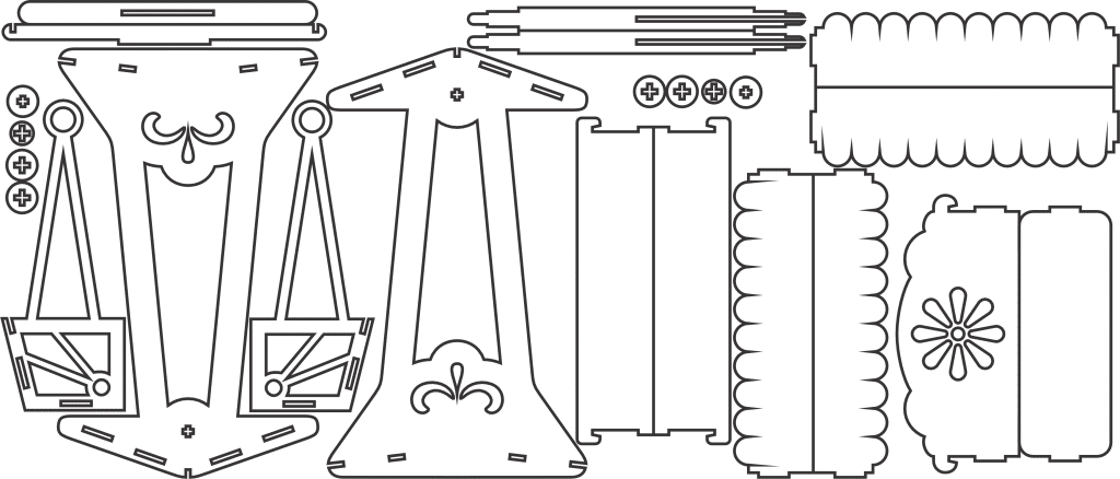 Columpio de jardín — vector para corte CNC