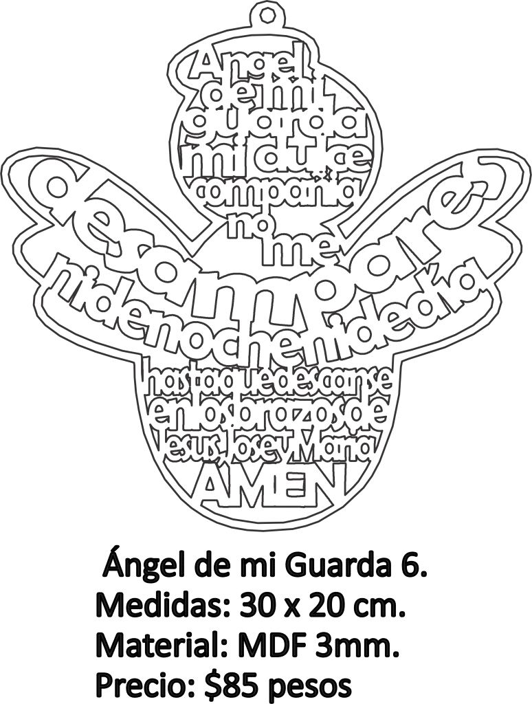 Colgante en forma de ángel — vector para corte CNC
