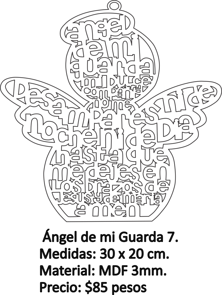 Colgante con forma de ángel 2 — vector para corte CNC