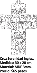 Cruz «Plegaria de la serenidad» (inglés)