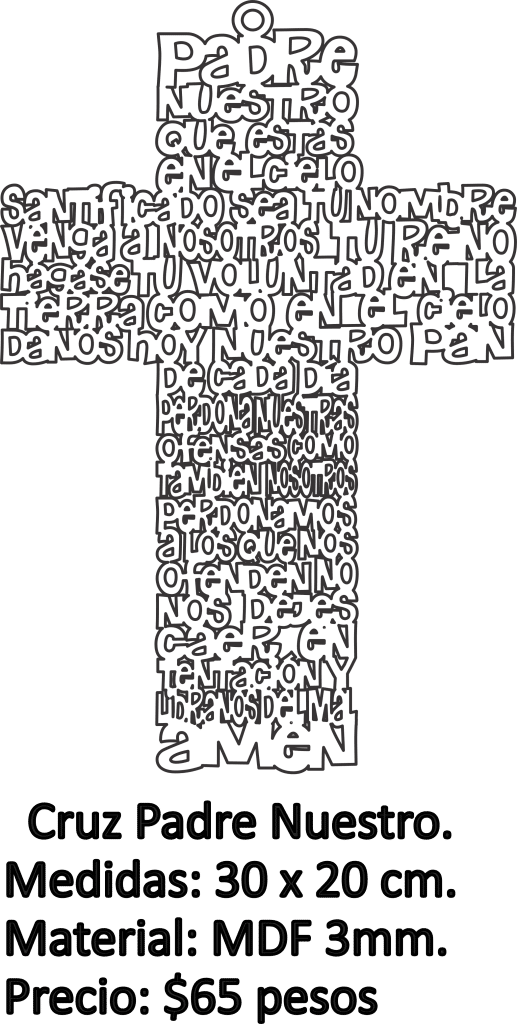 Cruz «Padre nuestro» 5 — vector para corte CNC