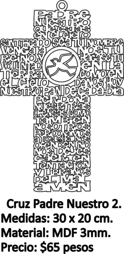 Cruz con paloma de la paz — vector para corte CNC