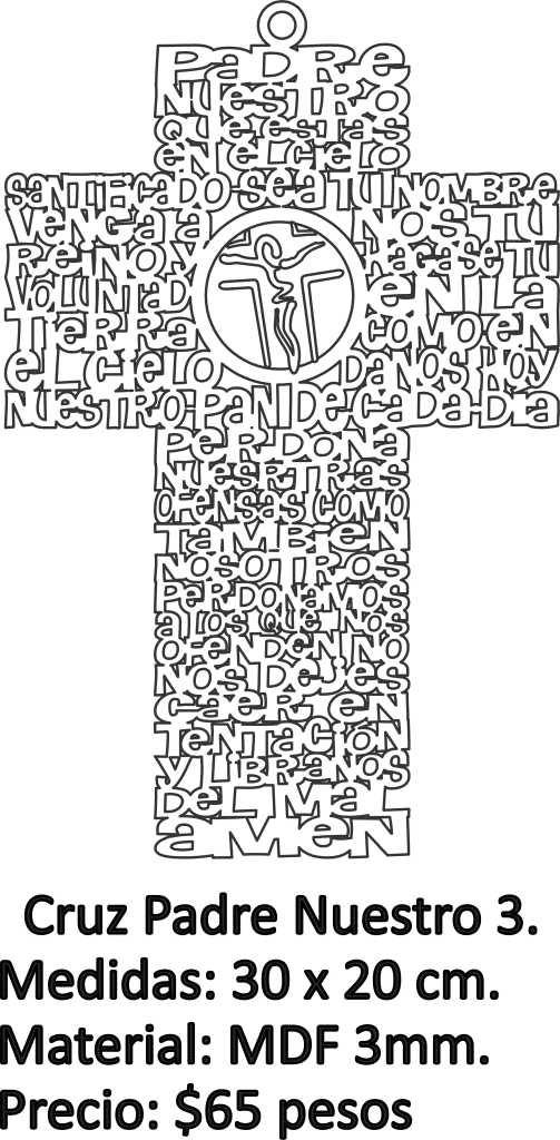 Cruz con Jesús crucificado — vector para corte CNC