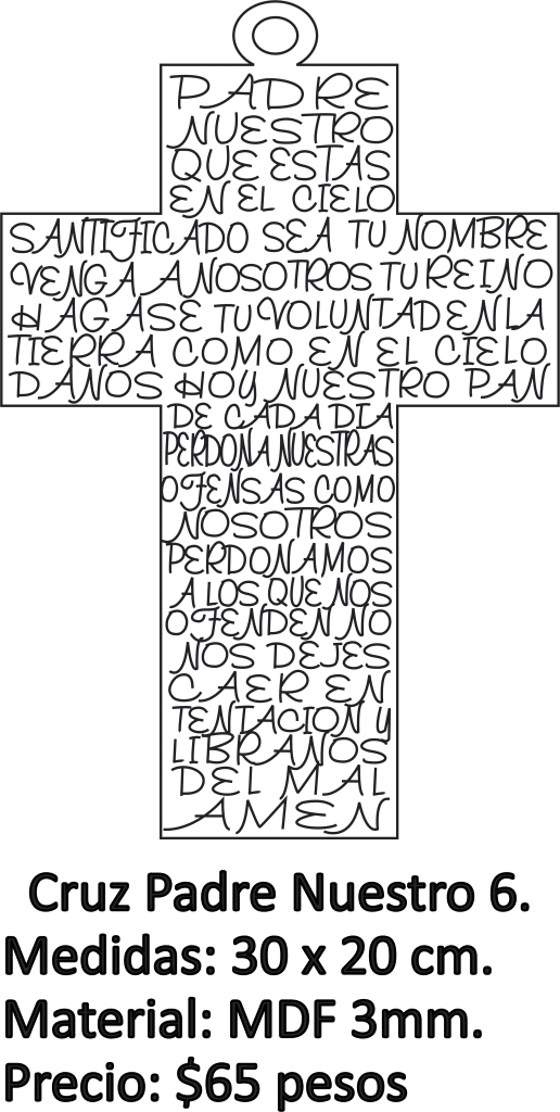 Cruz «Padre Nuestro» 6 — vector para corte CNC