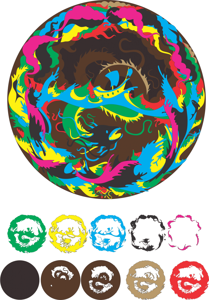 Dragón circular — vector para corte CNC