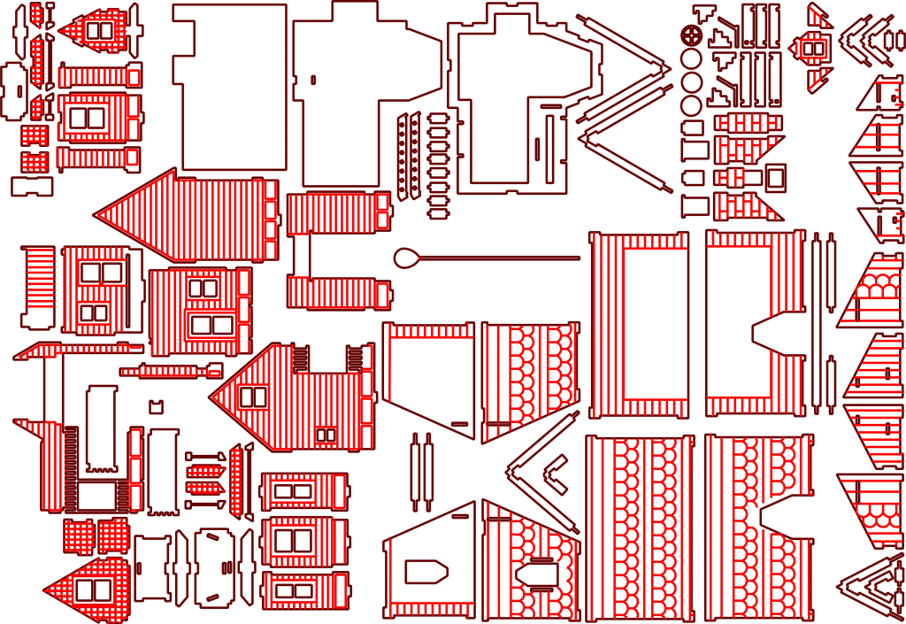 Granja armable — vector para corte CNC