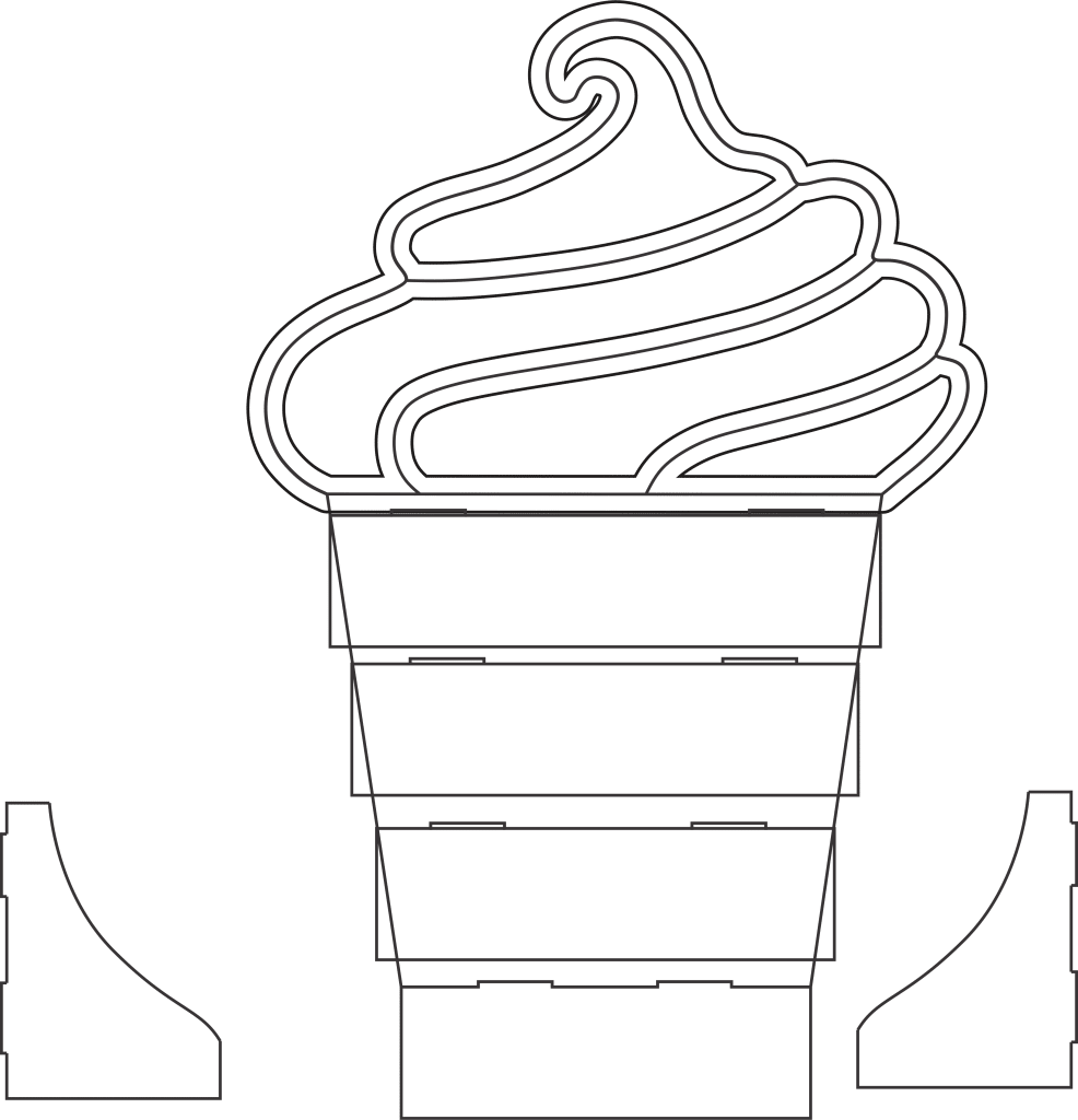 Helado en cono — vector para corte CNC