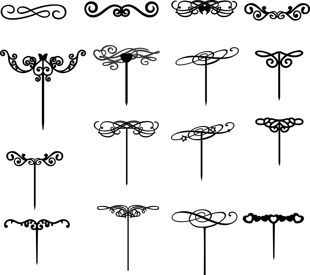 Decoraciones para pastelería (Toppers) 5 — vector para corte CNC