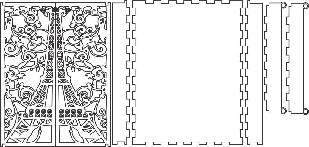 Caja Torre Eiffel — vector para corte CNC