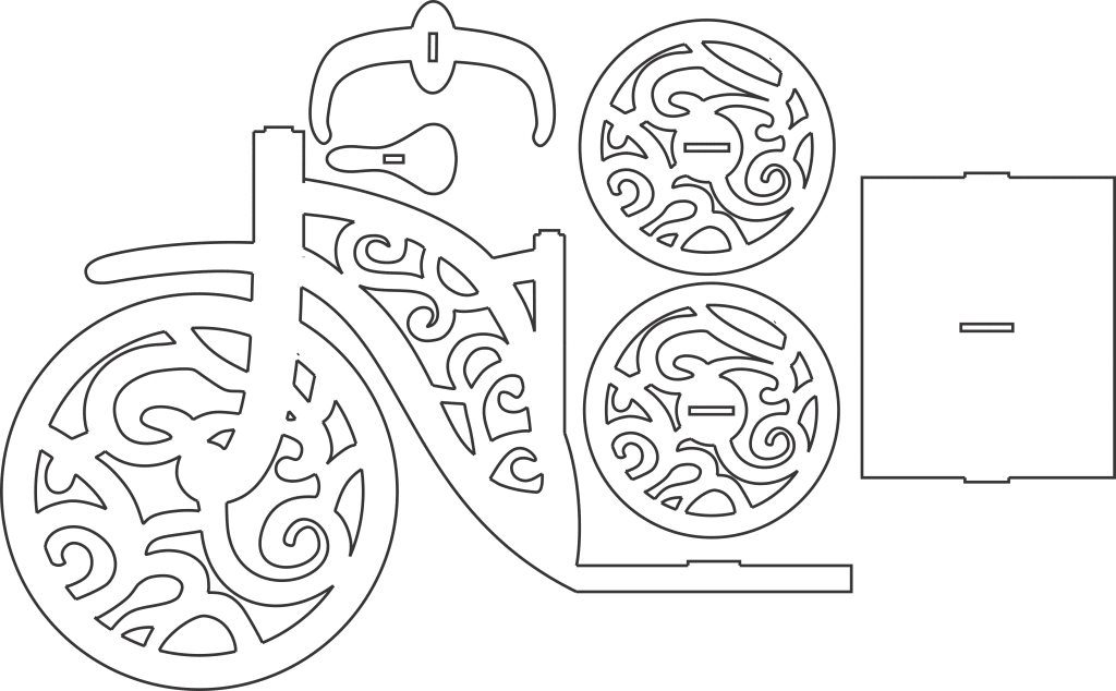 Triciclo de espirales — vector para corte CNC