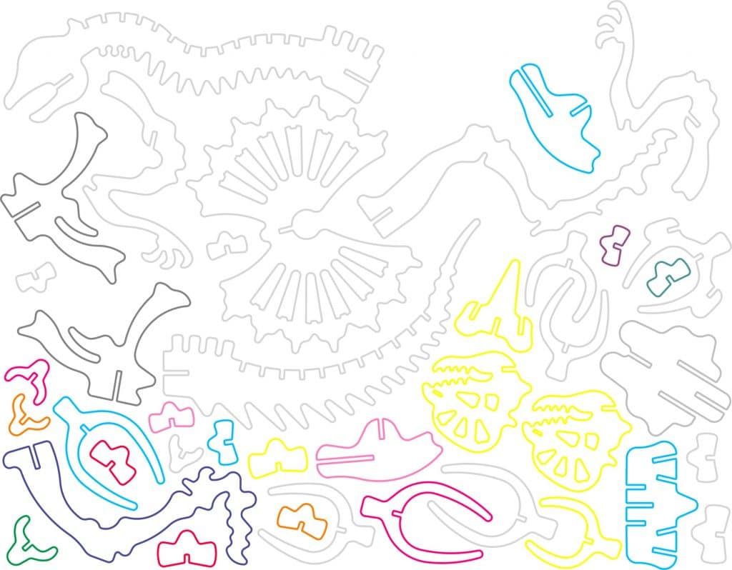 Esqueleto de dinosaurio — vector para corte CNC