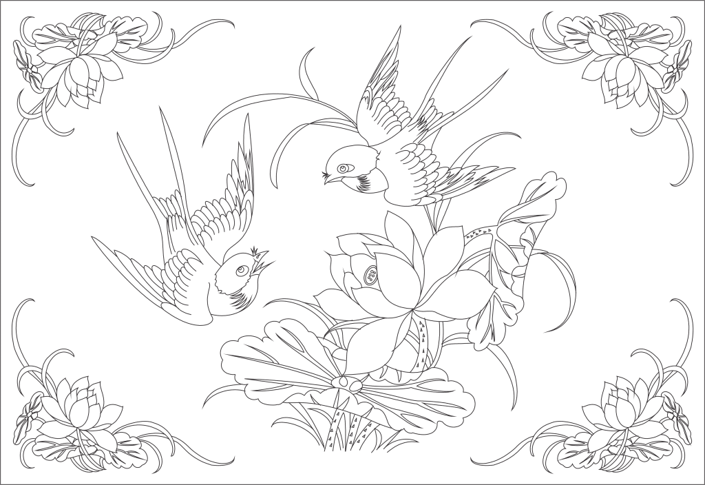 Cuadro  de aves — vector para corte CNC