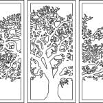 Árbol en 3 cuadros - Vector descarganle para corte CNC y grabado laser gratis | Stanser