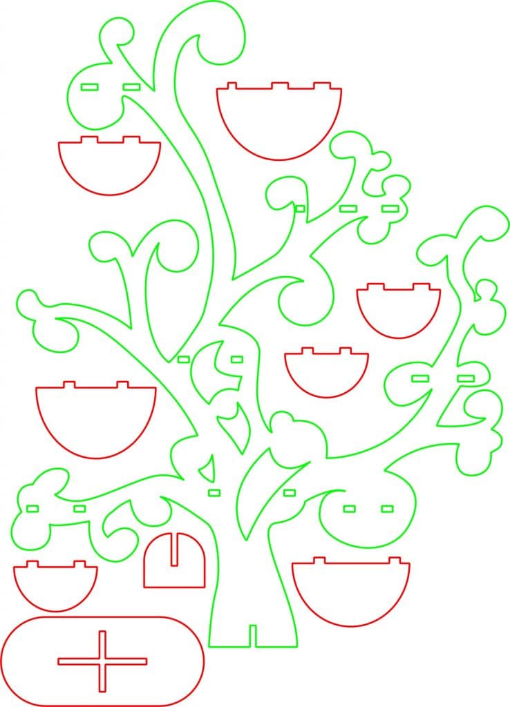 Árbol de repisas — vector para corte CNC