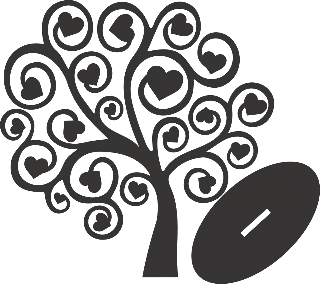 Árbol «Espirales y corazones» — vector para corte CNC