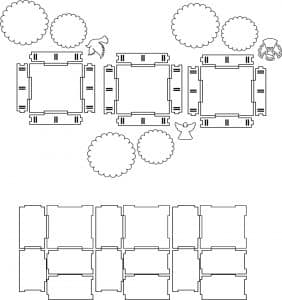 Trío de cajas cuadradas