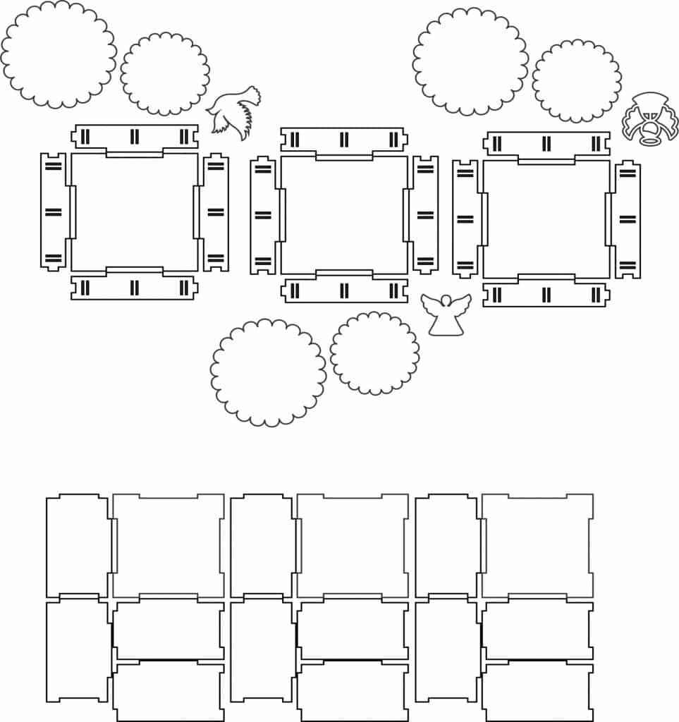 Trío de cajas cuadradas — vector para corte CNC