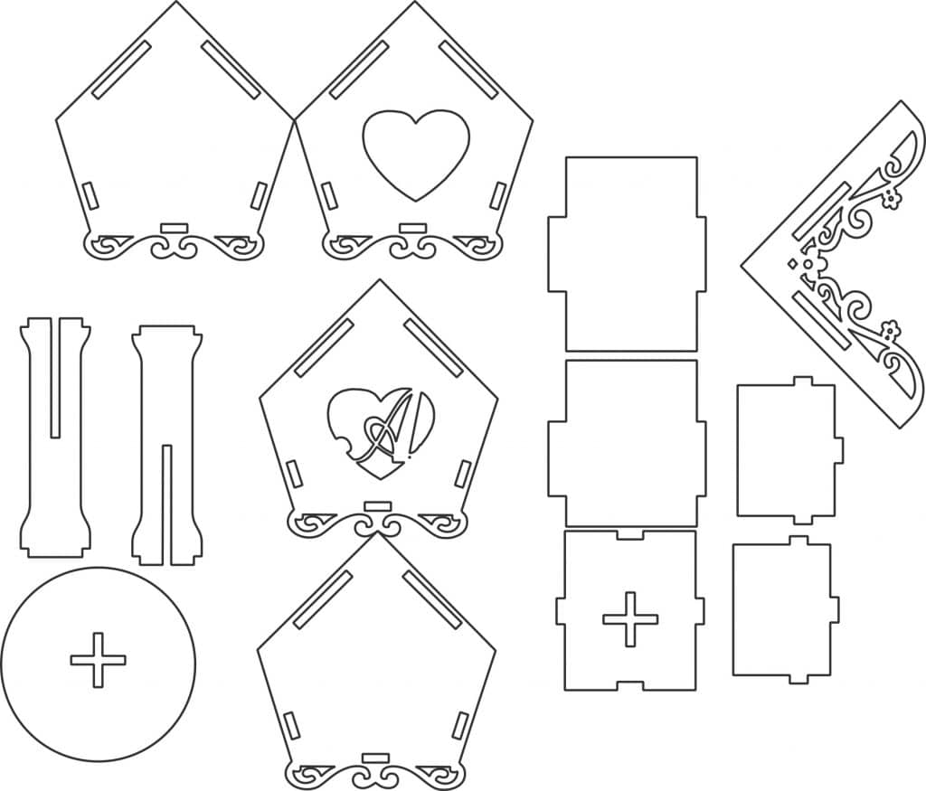 Casita con corazón — vector para corte CNC