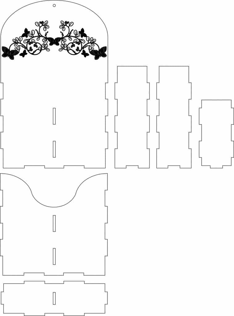 Caja tipo buzón — vector para corte CNC