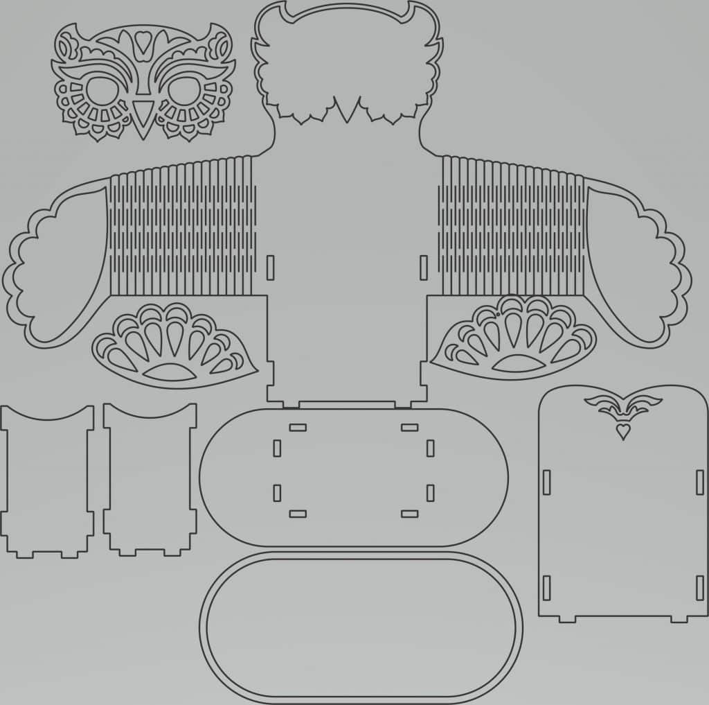 Caja «Búho» — vector para corte CNC