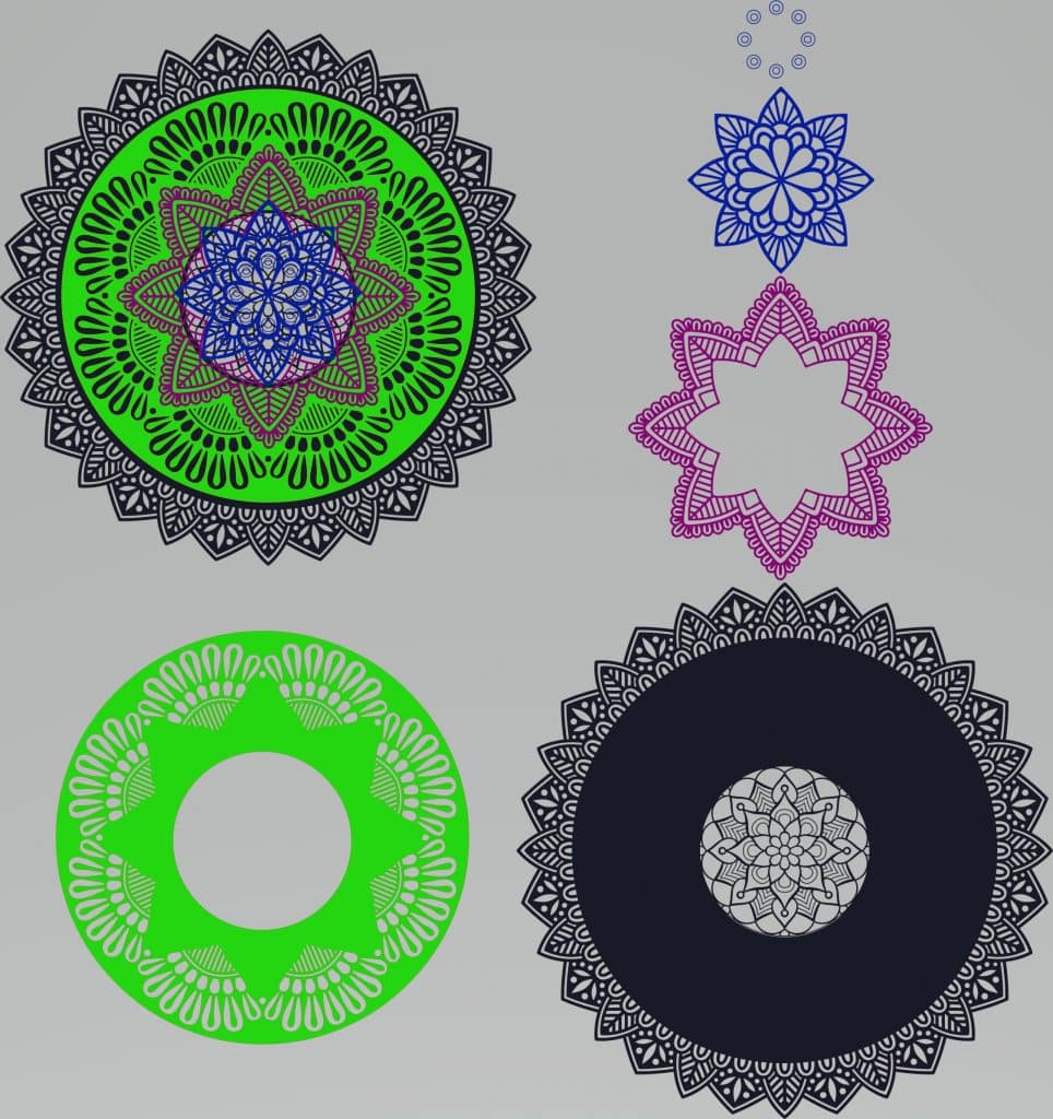 Galería de mandalas — vector para corte CNC