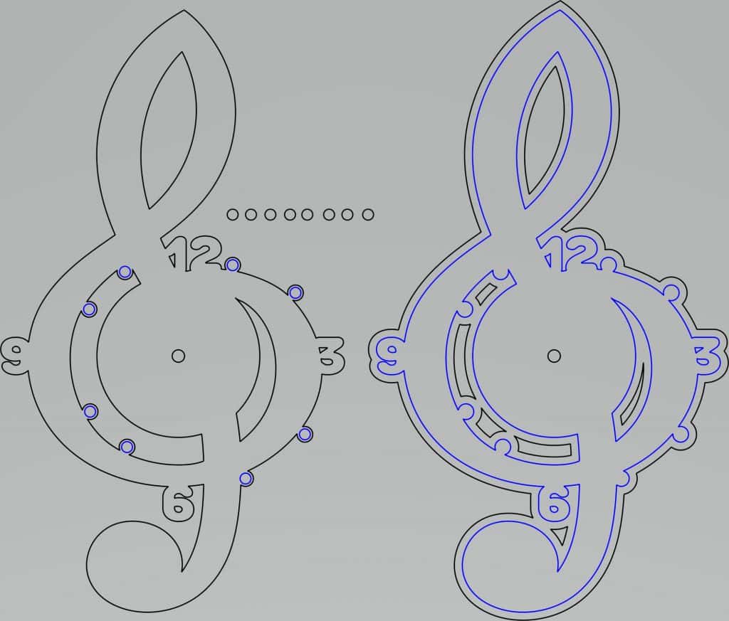 Reloj «Clave de sol» — vector para corte CNC