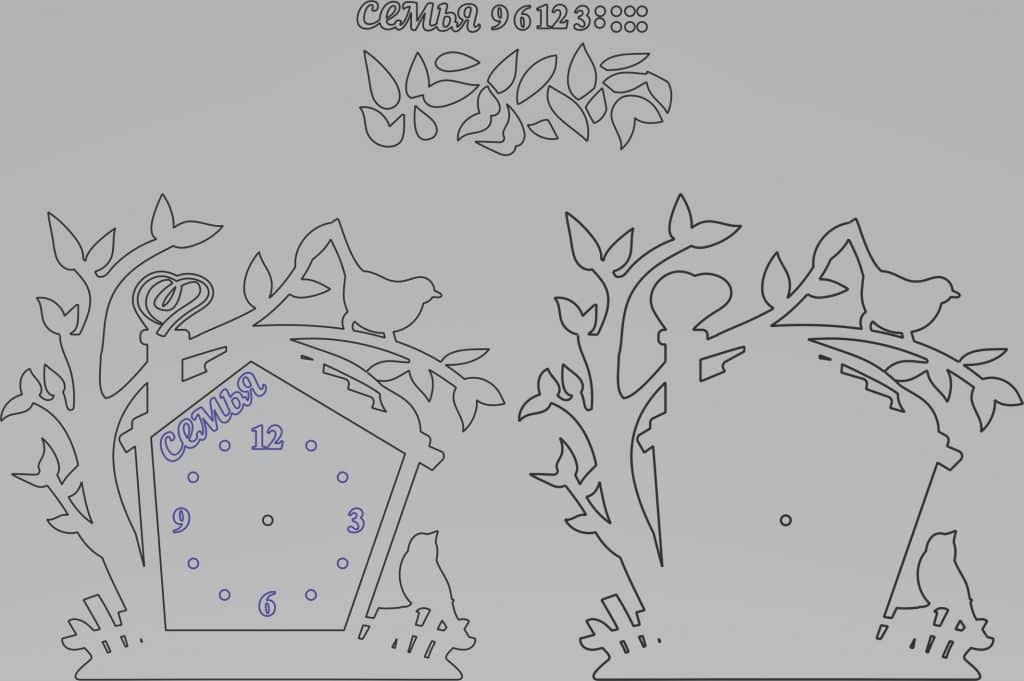 Reloj «Casa de pájaros» — vector para corte CNC